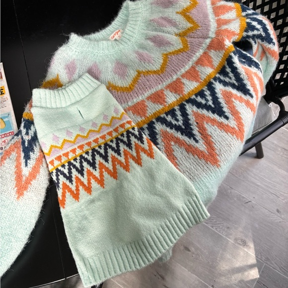 Cat and Jack Target Matching Blue Fair Isle Sweater with dog sweater - Picture 6 of 6